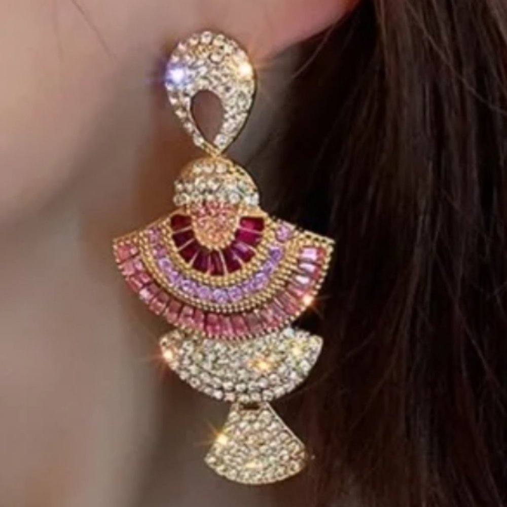 Colorful Crystal Dangle Statement Earrings